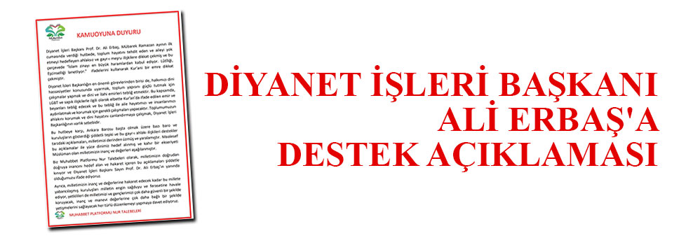 Diyanet İşleri Başkanı Ali Erbaş'a destek